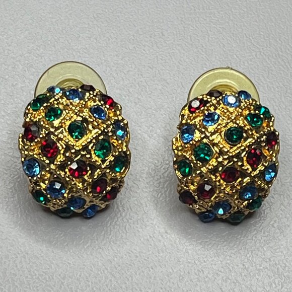 Vintage Rhinestone Cluster stud Earrings - Picture 1 of 2
